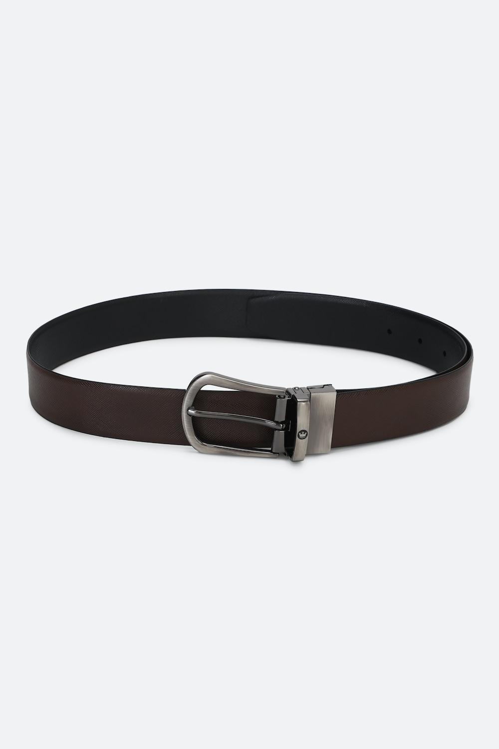 Men Brown Solid Genuine Leather Casual Belt For Men