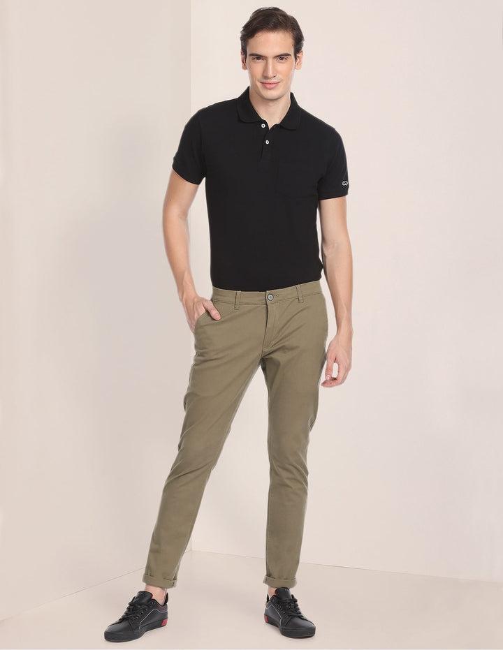 Austin Trim Fit Textured Casual Trousers For Men
