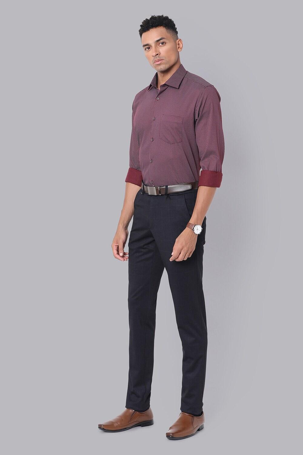 Men Navy Check Ultra Slim Fit Trousers