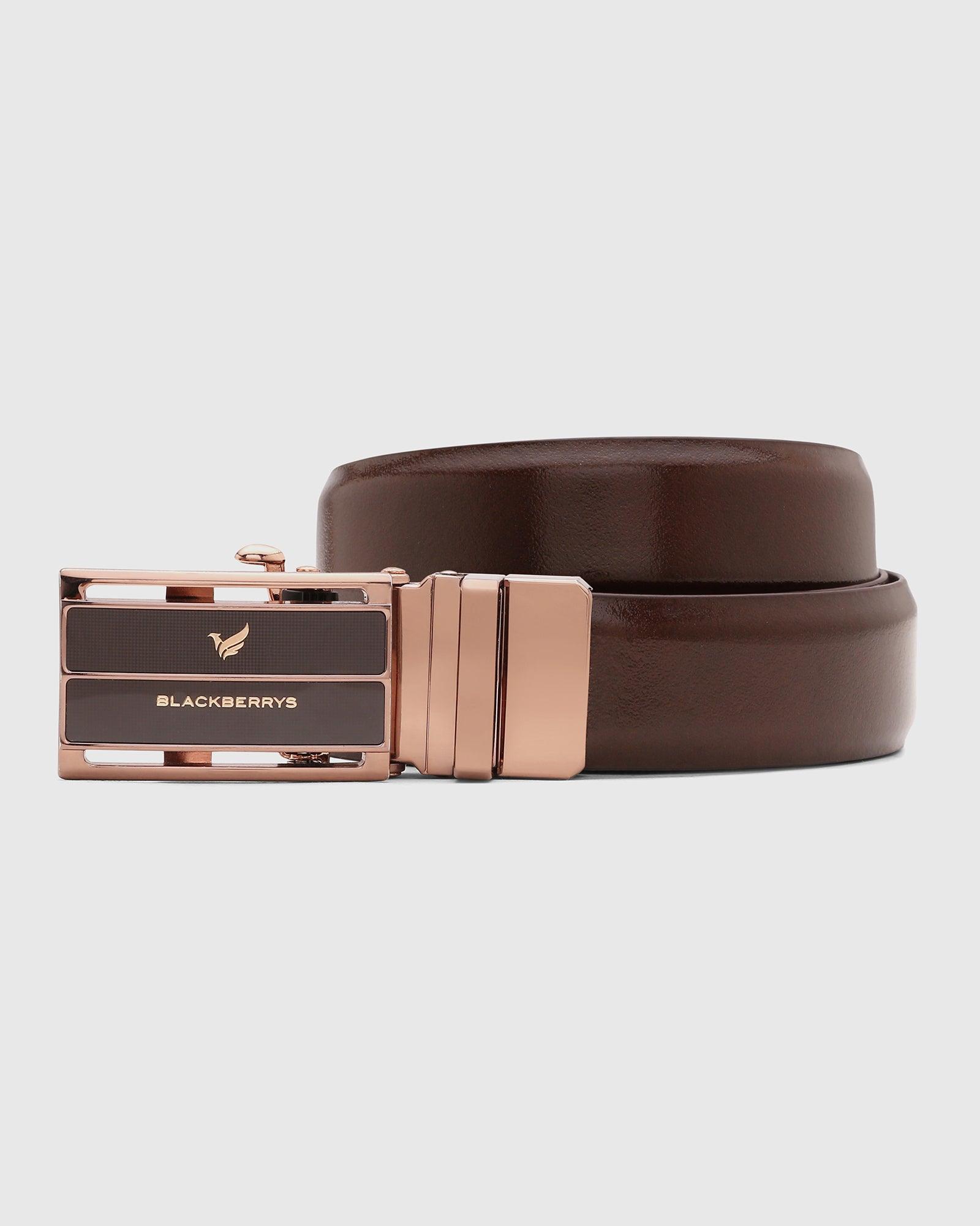 Leather Brown Solid Belt Stephan For Men