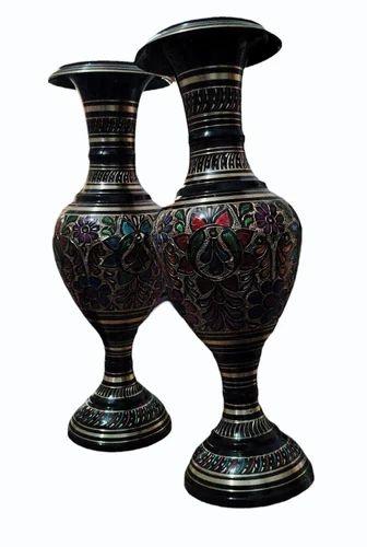 Black Brass Flower Vase Set