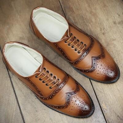 Zapatoes Leather Hand Crafted Formal Tan Brogues