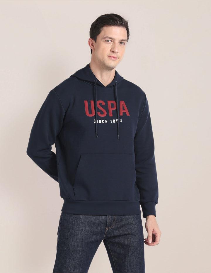 Typographic Print Hooded Sweatshirt For Men
