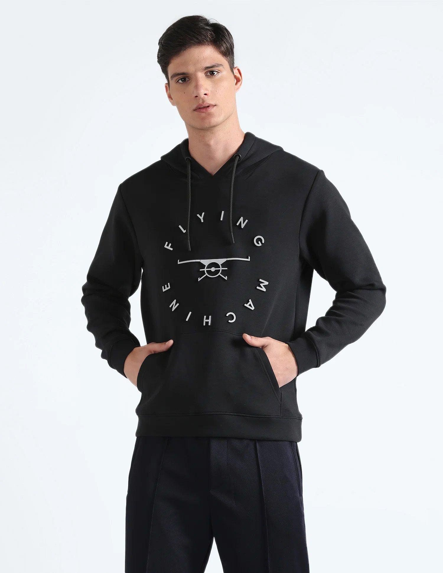 Brand Print Hooded Sweatshirt In Black