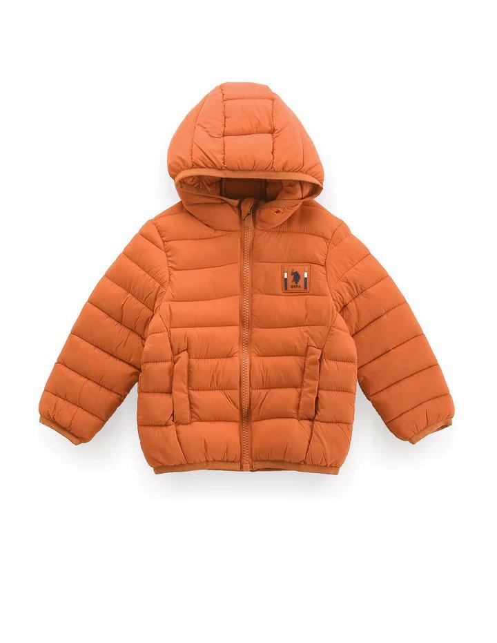 Boys Lightweight Puffer Jacket In Orange