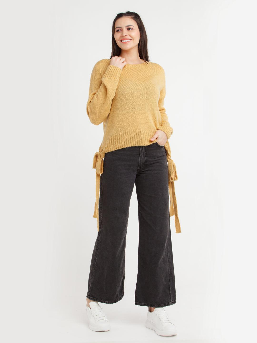Mustard Solid Sweater For Women By Zink London