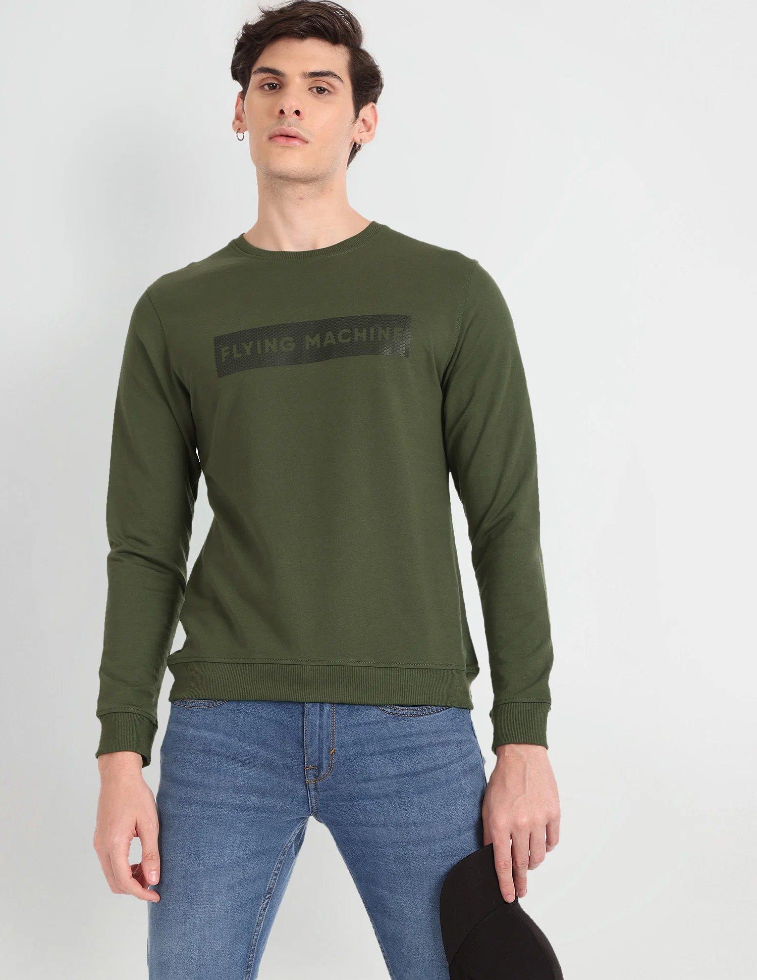 Textured Brand Print Sweatshirt