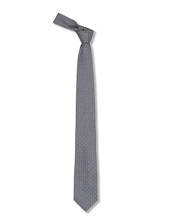 Men Grey And Navy Patterned Tie