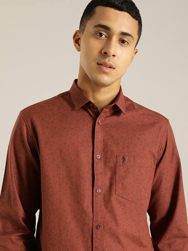 Men Printed Full Sleeve Cotton Shirt In Red