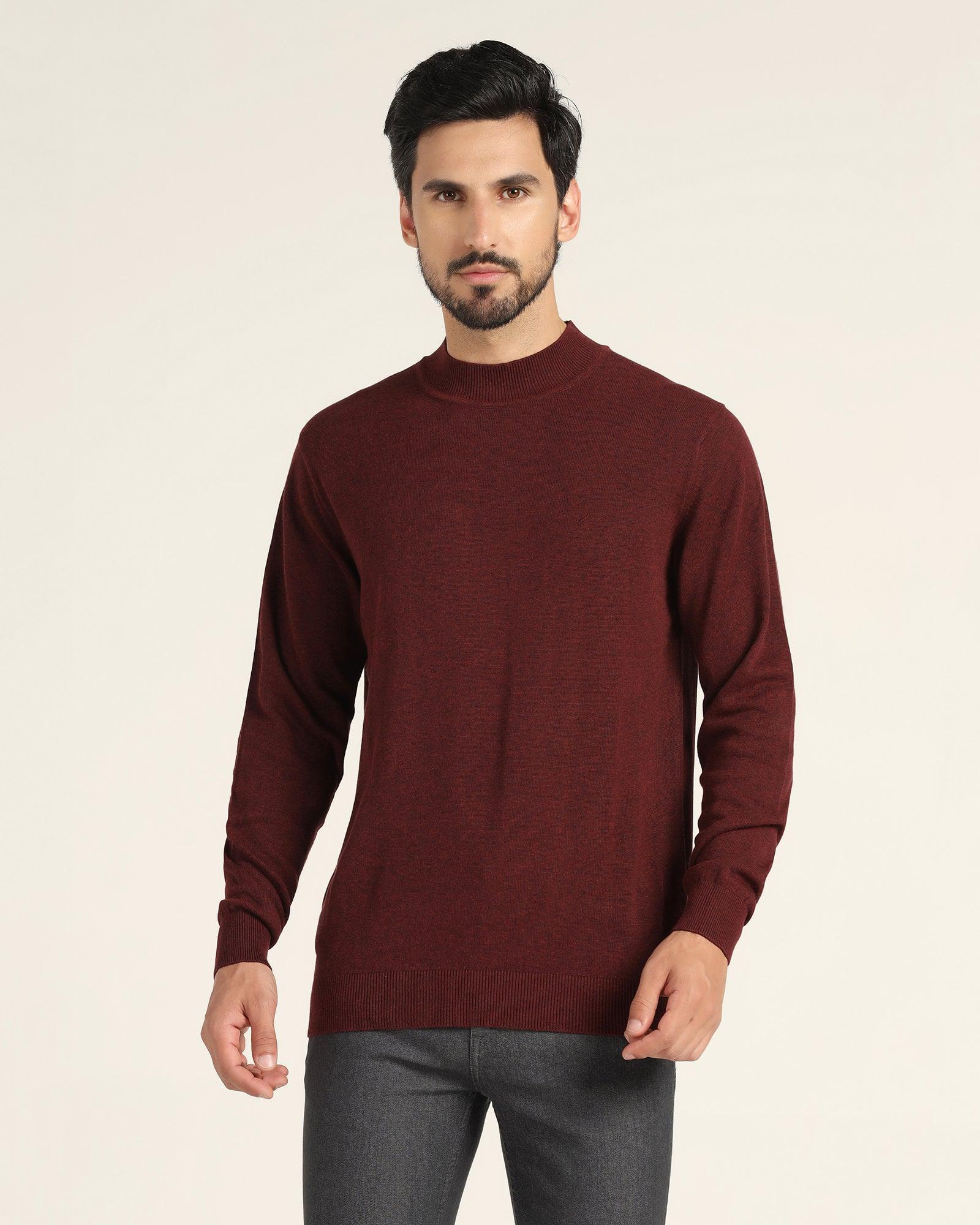 High Neck Wine Solid Sweater Dexter For Men