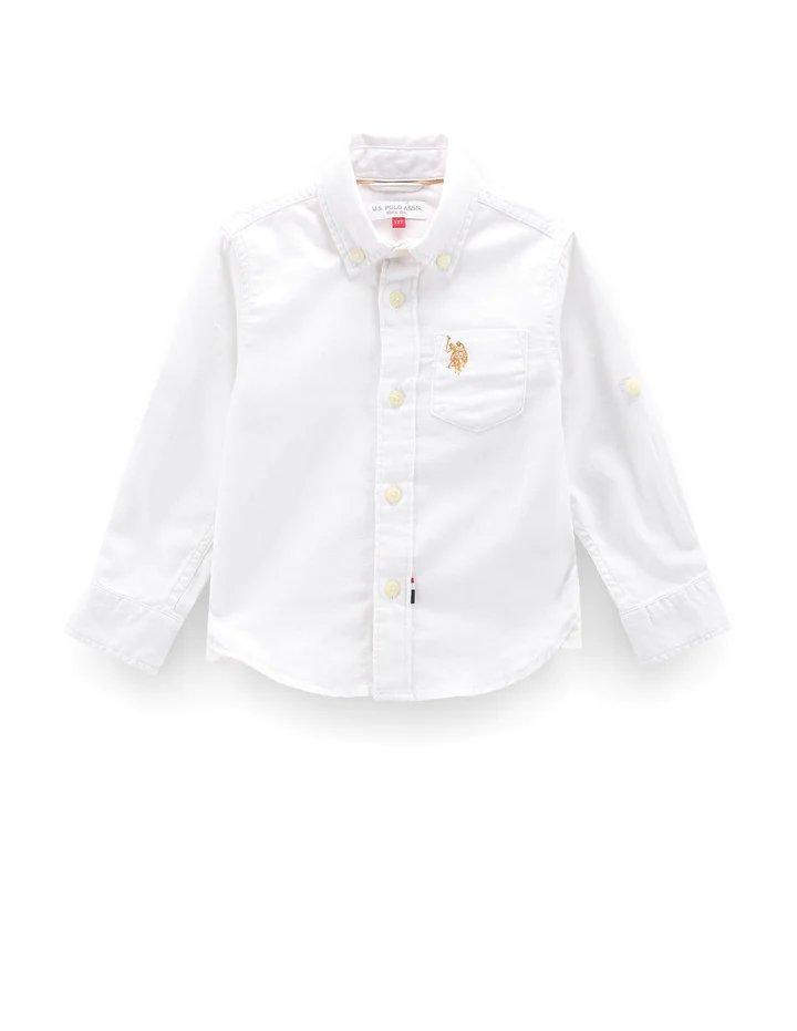 Boys Dobby Cotton Shirt White