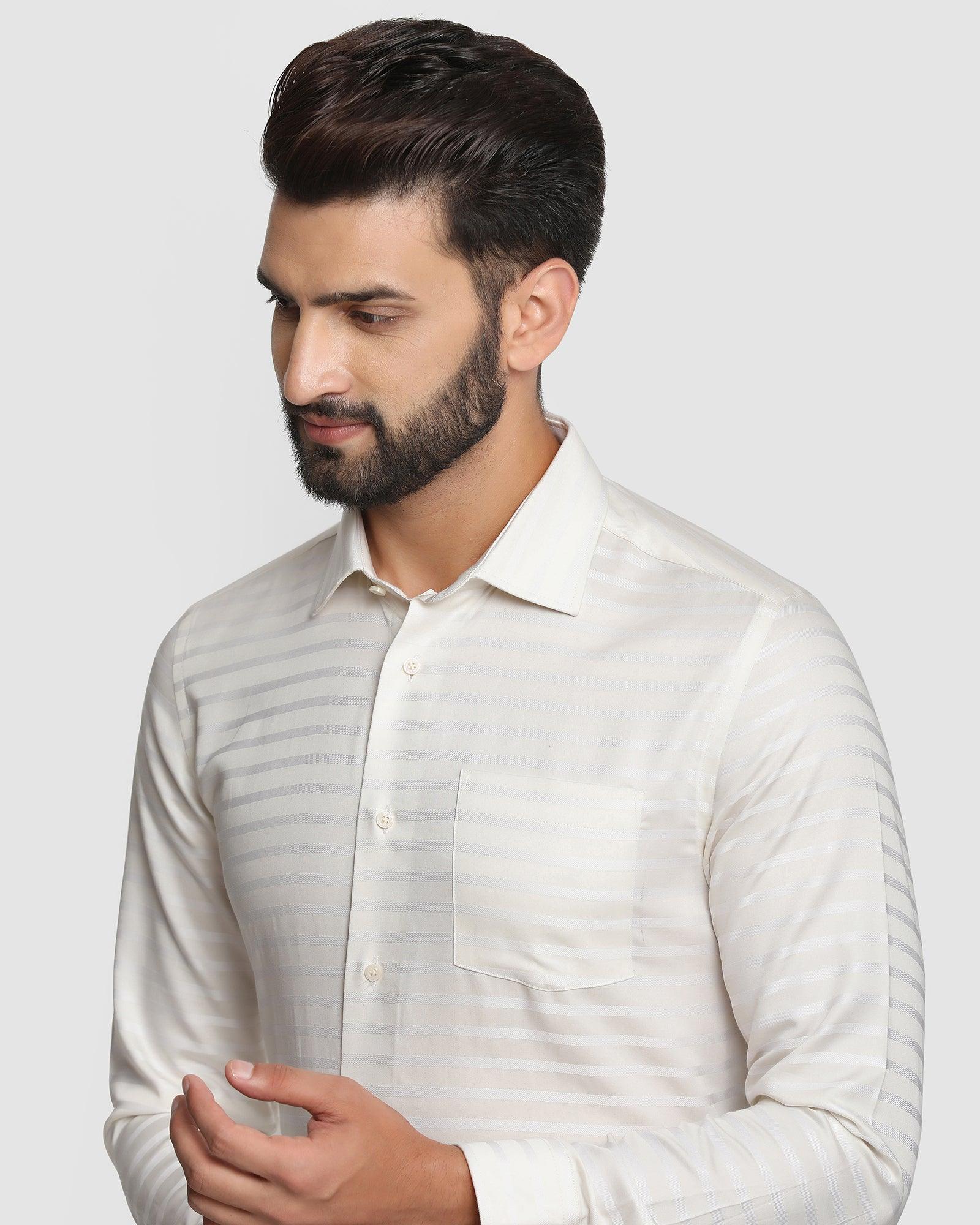 Formal Cream Striped Shirt Mentos For Men By Blackberry