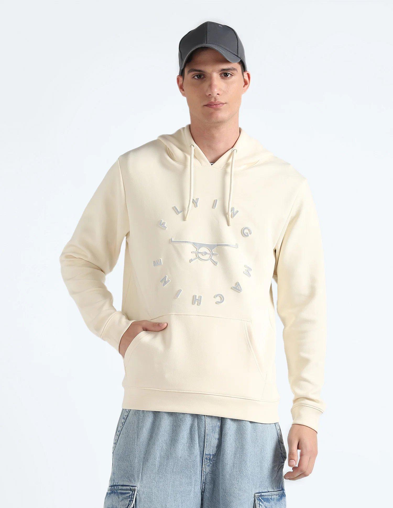 Brand Print Hooded Sweatshirt In off White