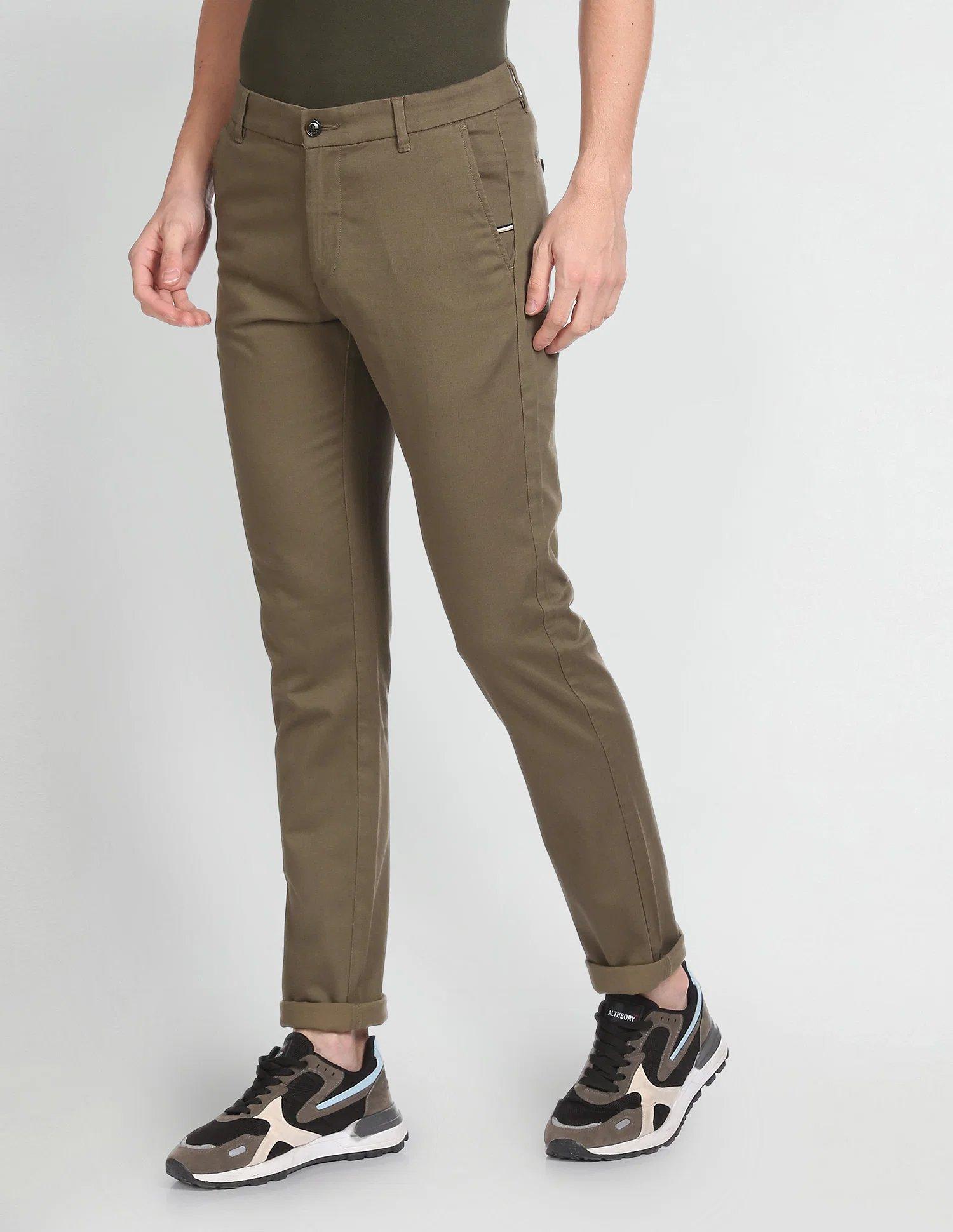 Geometric Printed Low Rise Trousers Olive