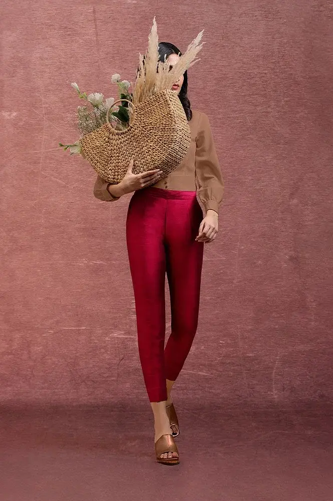 Pink Festive Trousers For Women By Elleven