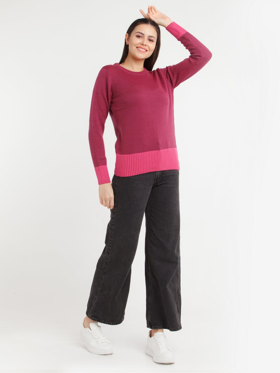 Purple Colorblock Sweater For Women By Zink London