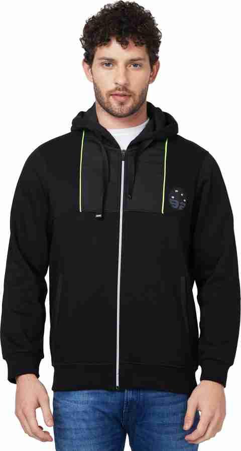 Spykar hooded full sleeve black sweatshirt for men