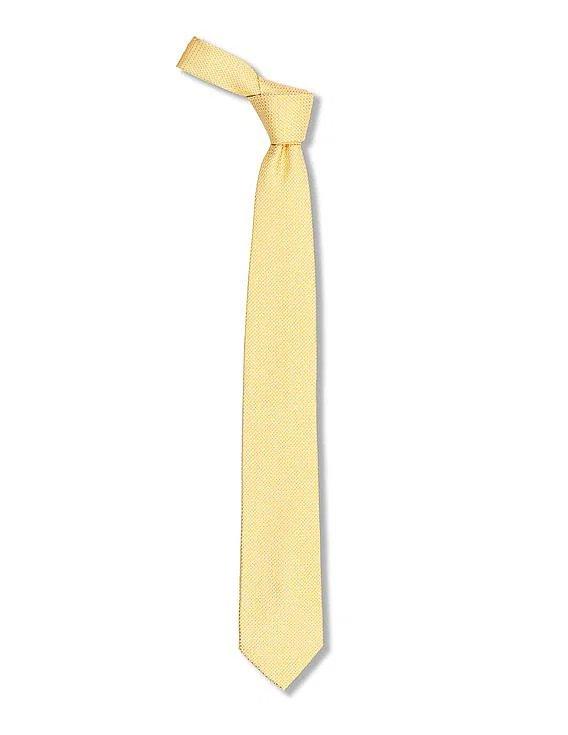 Men Light Yellow Patterned Tie