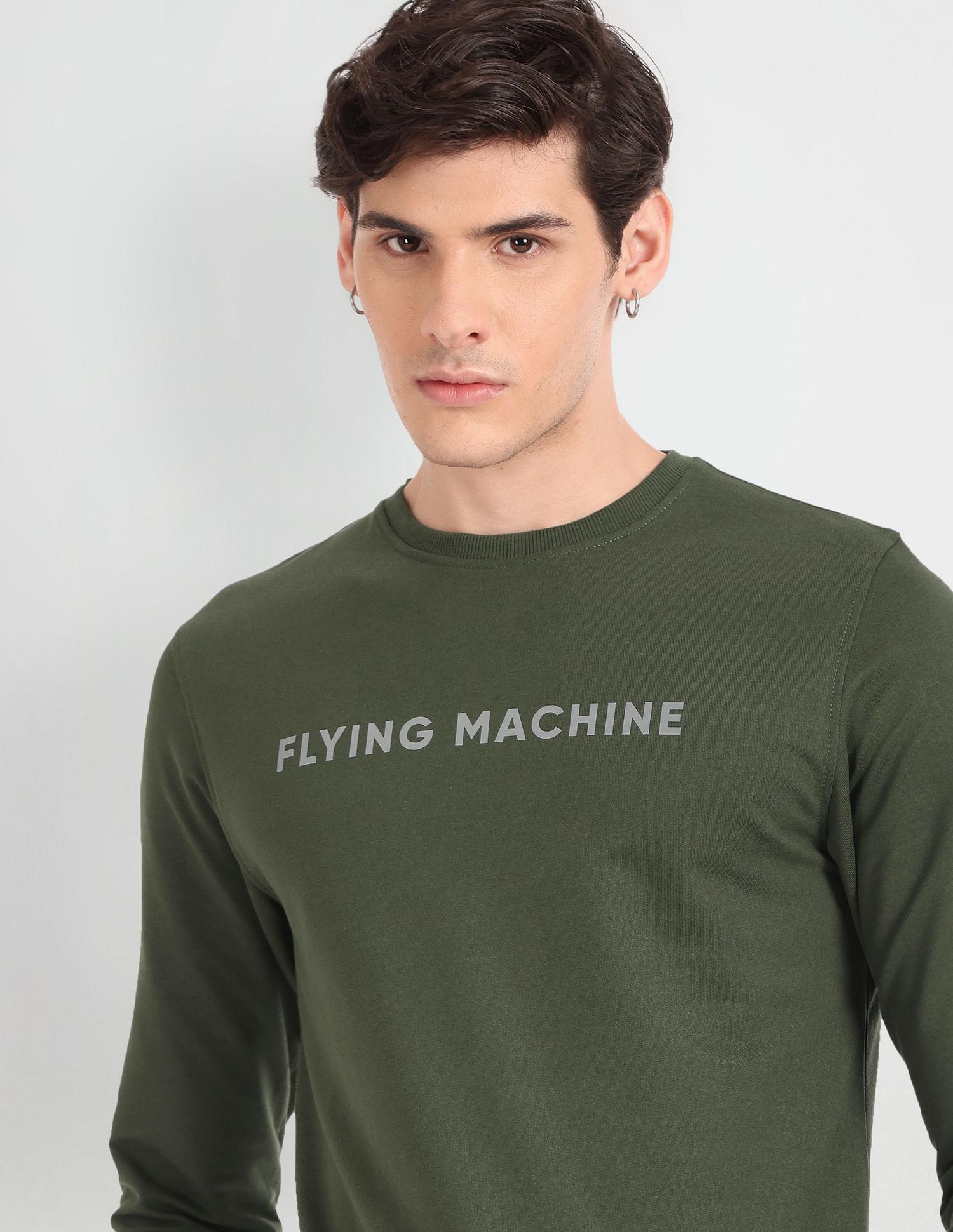 Long Sleeve Brand Print Sweatshirt In Green