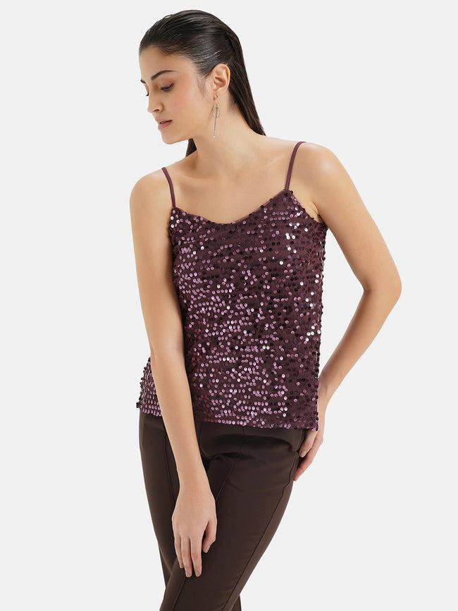 Sequin Cami Top For Women By Kazo