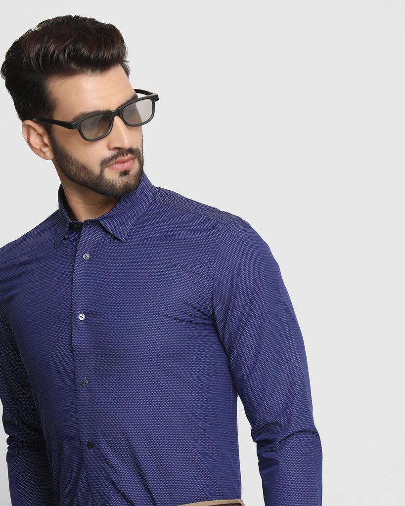 Formal Blue Textured Shirt Kolt For Men