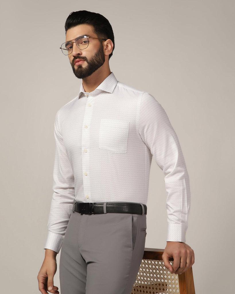 Temptech Formal White Printed Shirt Rafael For Men