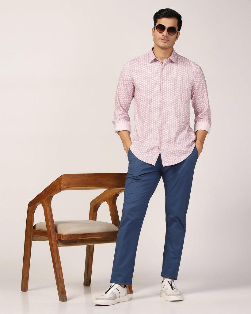 Casual Dusty Pink Printed Shirt Maken For Men