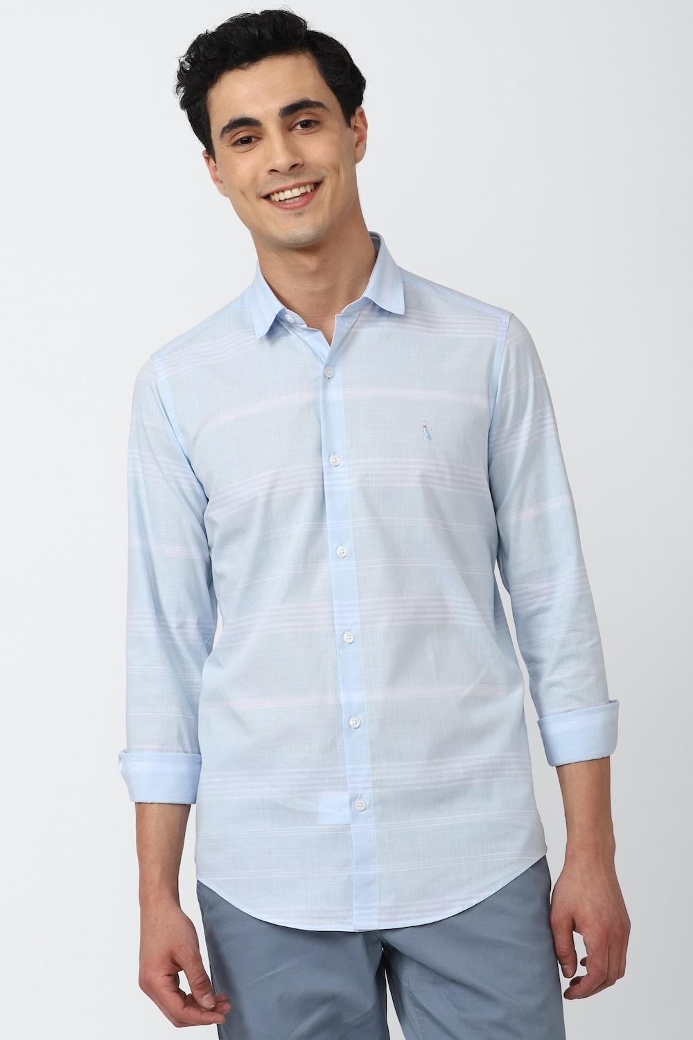 Simon Carter Blue Striped Shirt For Men