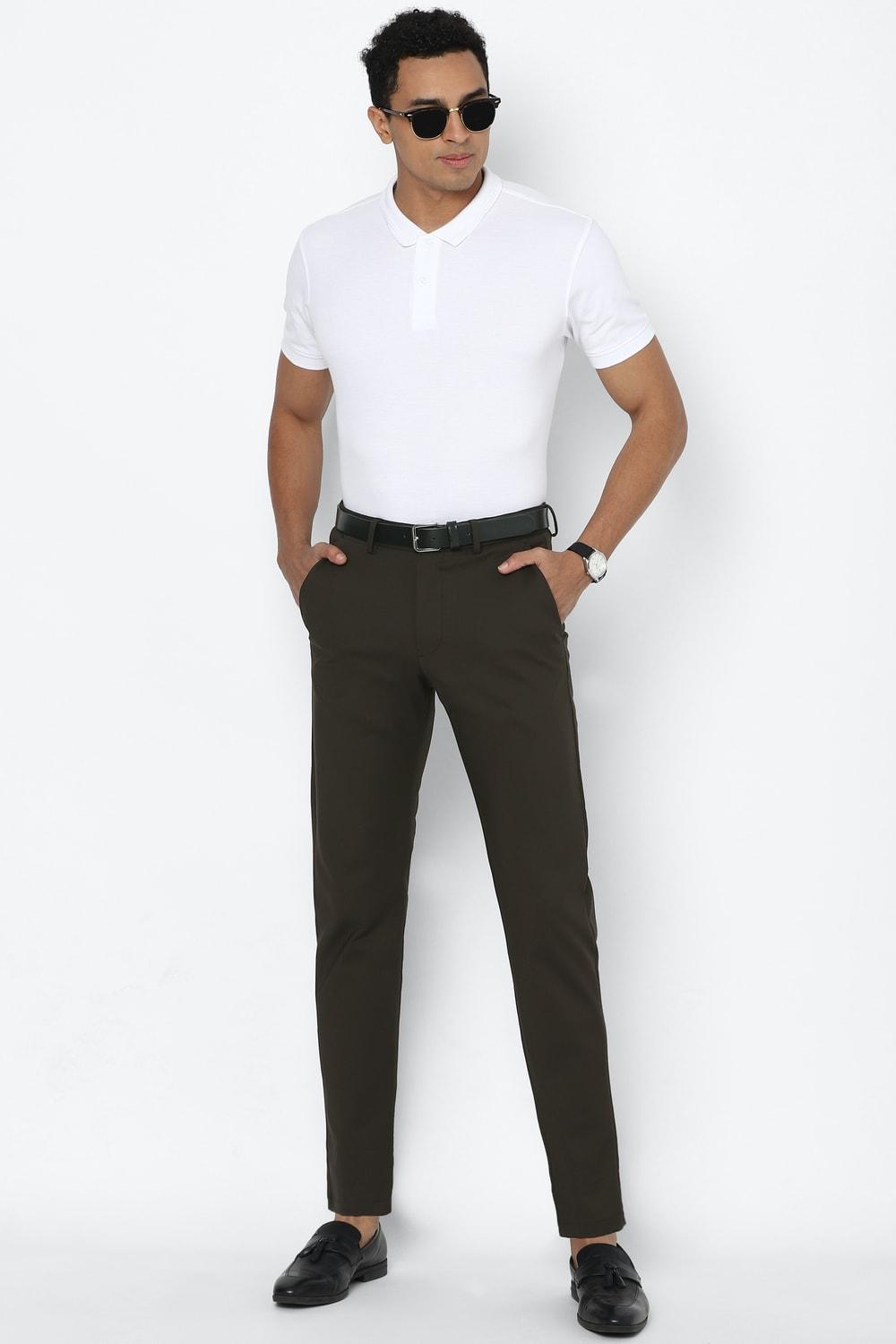 Men Black Regular Fit Solid Casual Trousers