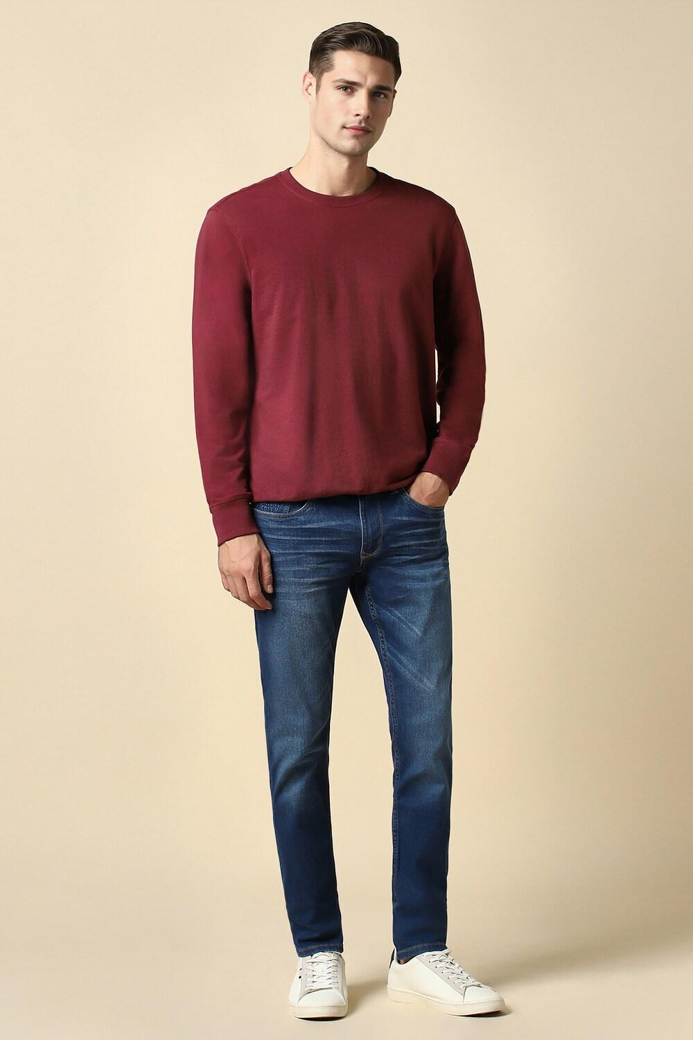 Blue Skinny Fit Mid Wash Jeans By Allen Solly