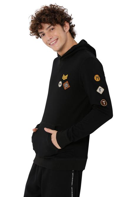 Black Badged Hoodie For Men By Mufti 