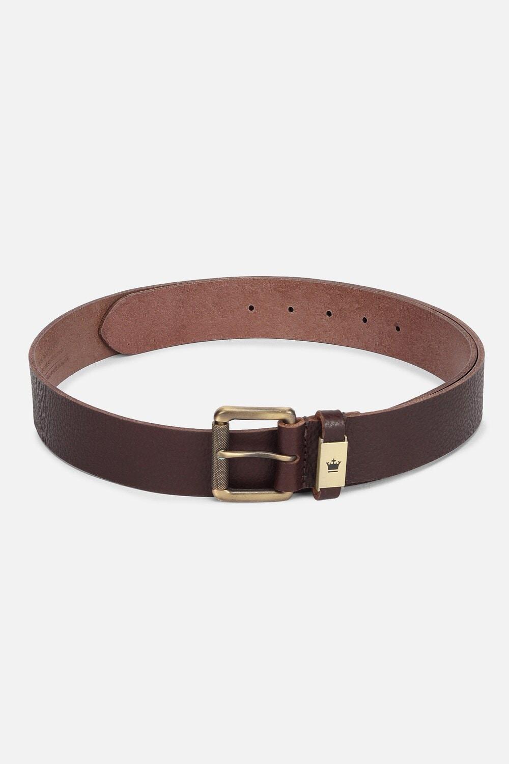 Men Brown Solid Leather Casual Belt By Louis Philippe