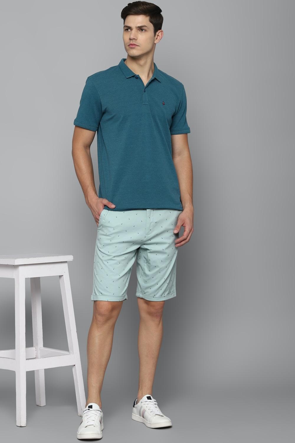 Men Blue Print Slim Fit Shorts